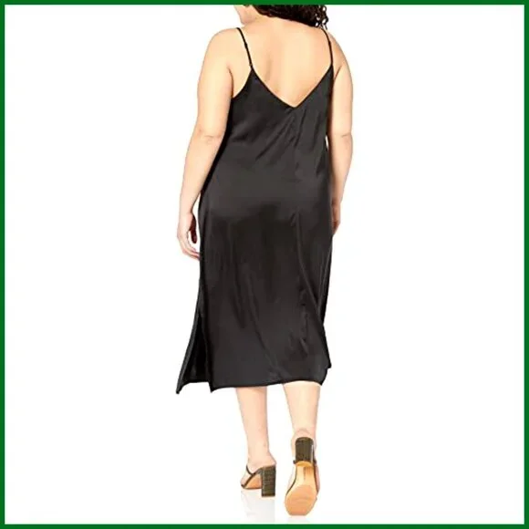 Silky Slip Dress Adjustable Straps Midi Length Lightweight Body Skimming Fit - Picture 6 of 7